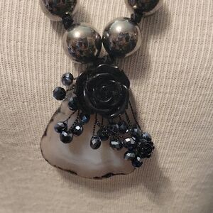 Elegant Black Rose Pendant Necklace